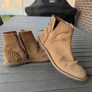 Frye Suede Ankle Boots with Whipstitch Detail – Tan (Women’s)